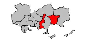 Kanton na mapě arrondissementu Toulon