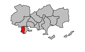 Kanton na mapě arrondissementu Toulon