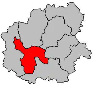 Kanton na mapě arrondissementu Bellac