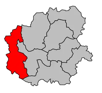 Kanton na mapě arrondissementu Bellac