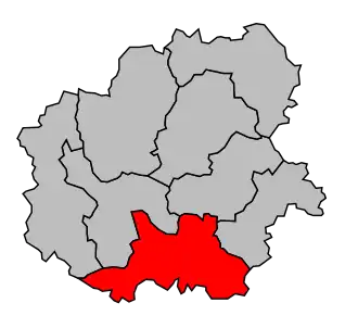 Kanton na mapě arrondissementu Bellac