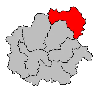 Kanton na mapě arrondissementu Bellac