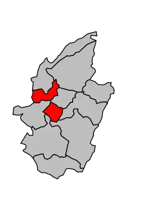 Kanton na mapě arrondissementu Saint-Dié-des-Vosges