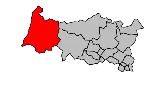 Kanton na mapě arrondissementu Pontoise