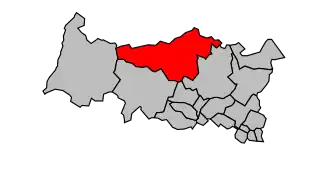 Kanton na mapě arrondissementu Pontoise