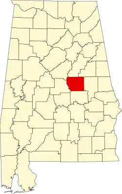 Coosa County na mapě Alabamy