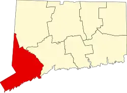 Fairfield County na mapě státu Connecticut