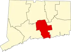 Middlesex County na mapě státu Connecticut