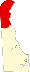 New Castle County na mapě státu Delaware