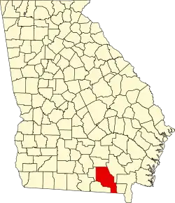 Clinch County na mapě státu Georgie