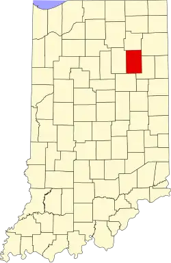 Huntington County na mapě státu Indiana