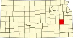 Coffey County na mapě Kansasu