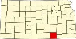 Cowley County na mapě Kansasu
