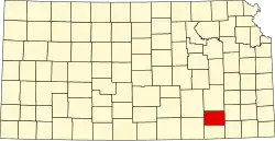 Elk County na mapě Kansasu