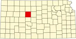 Ellis County na mapě Kansasu