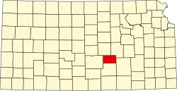 Harvey County na mapě Kansasu