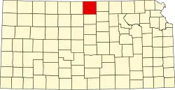 Jewell County na mapě Kansasu