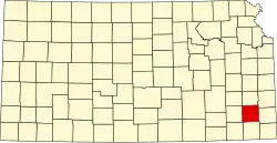 Neosho County na mapě Kansasu