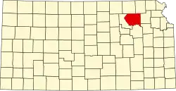 Pottawatomie County na mapě Kansasu