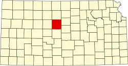 Russell County na mapě Kansasu