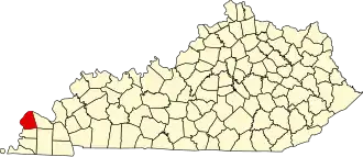 Ballard County na mapě Kentucky