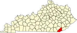 Bell County na mapě Kentucky