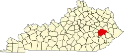 Breathitt County na mapě Kentucky