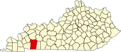 Christian County na mapě Kentucky