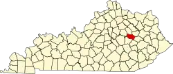 Powell County na mapě Kentucky
