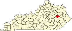 Wolfe County na mapě Kentucky