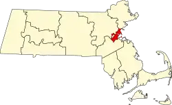 Suffolk County na mapě Massachusetts