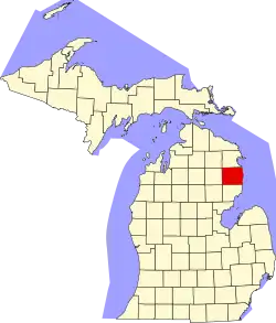 Alcona County na mapě Michiganu