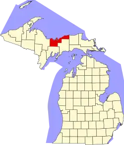 Alger County na mapě Michiganu