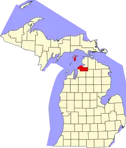 Charlevoix County na mapě Michiganu