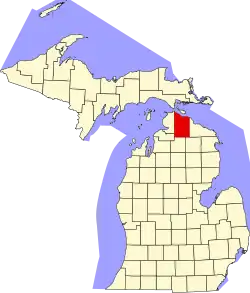 Cheboygan County na mapě Michiganu