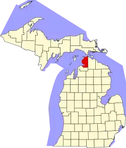 Emmet County na mapě Michiganu