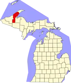 Houghton County na mapě Michiganu