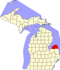 Huron County na mapě Michiganu