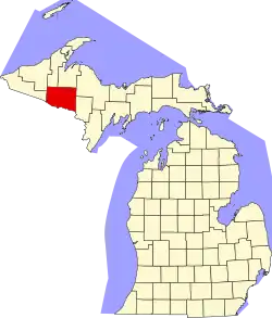 Iron County na mapě Michiganu