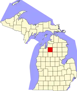 Kalkaska County na mapě Michiganu