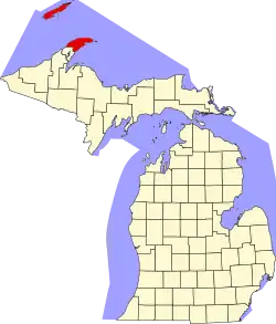 Keweenaw County na mapě Michiganu