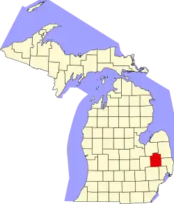 Lapeer County na mapě Michiganu