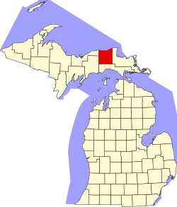 Luce County na mapě Michiganu