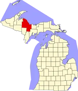 Marquette County na mapě Michiganu