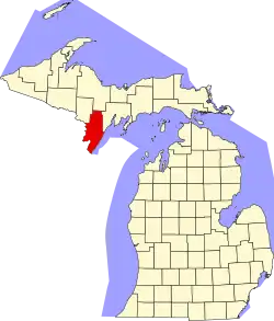 Menominee County na mapě Michiganu