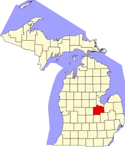 Saginaw County na mapě státu Michigan