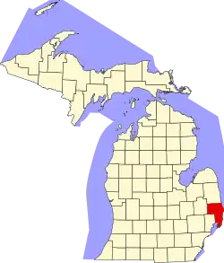 St. Clair County na mapě Michiganu