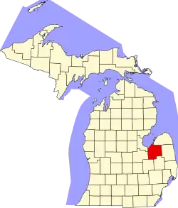 Tuscola County na mapě Michiganu