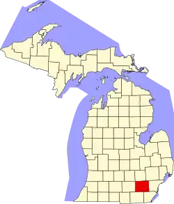 Washtenaw County na mapě Michiganu