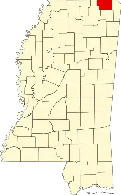 Alcorn County na mapě Mississippi
